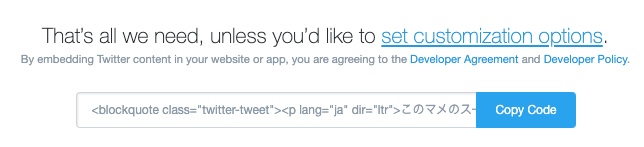 set customization options Twitterのツイートをサイト(WORDPRESS)に返信(会話)を隠して埋め込む方法